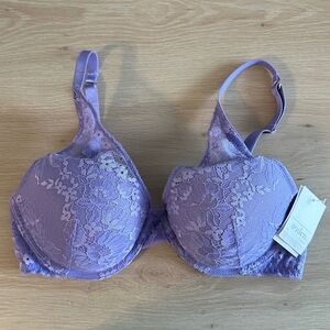 Auden Purple Lace Plunge Push-Up Bra 34C